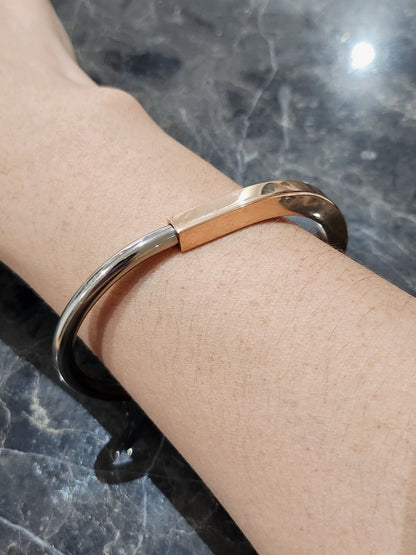 Lock bracelet rosegold and silver