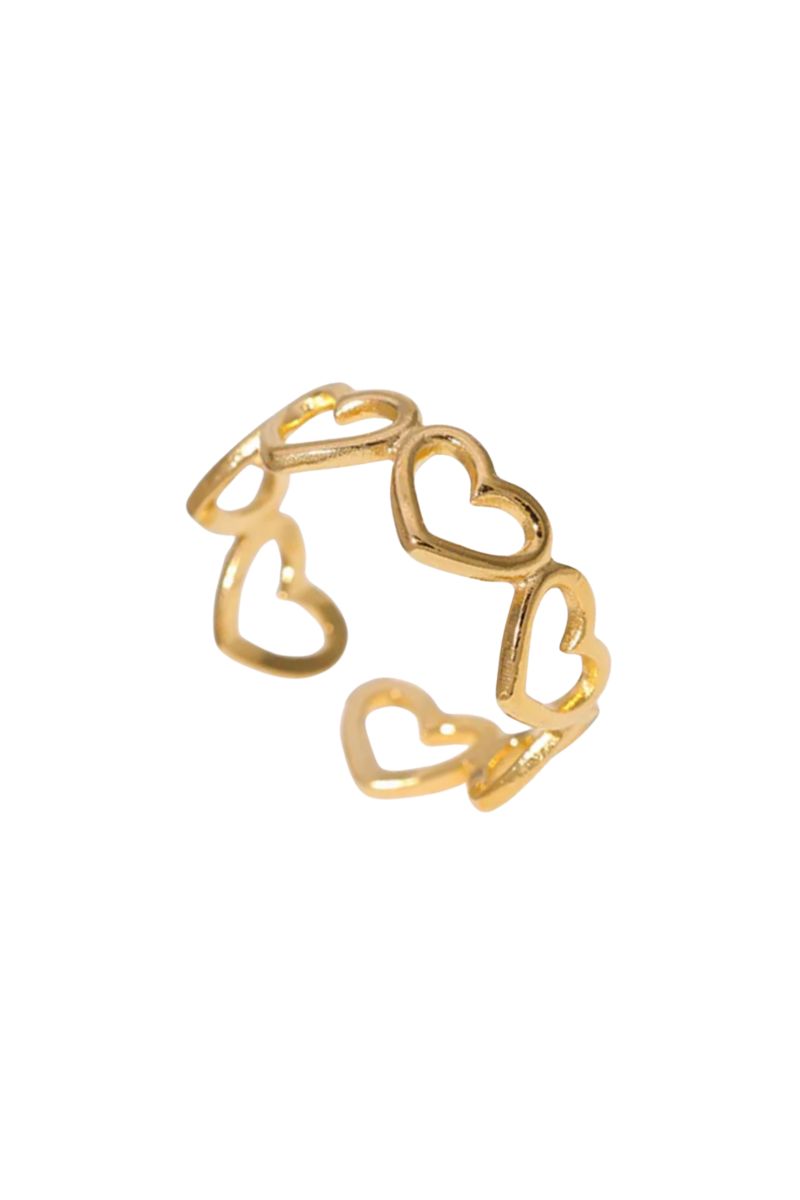Anillo corazones dorado