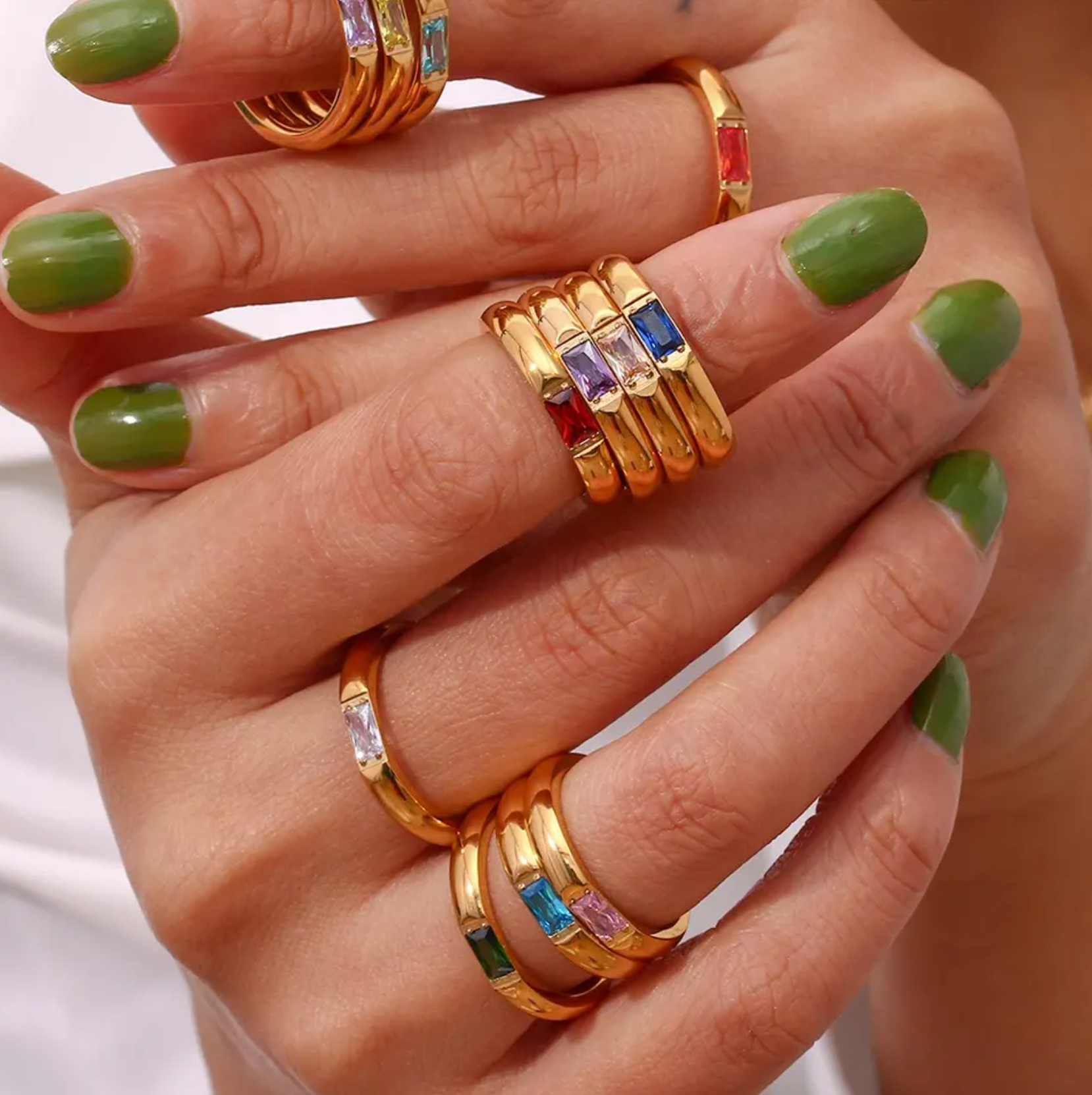 Birthstone chunky ring Agosto Peridoto