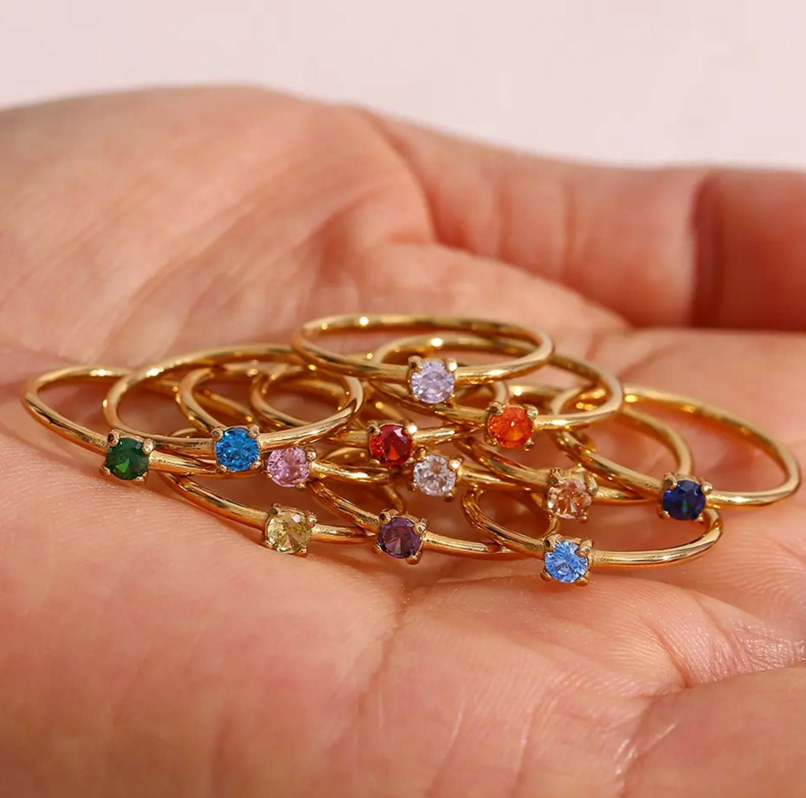 Birthstone delicate ring Abril Diamante