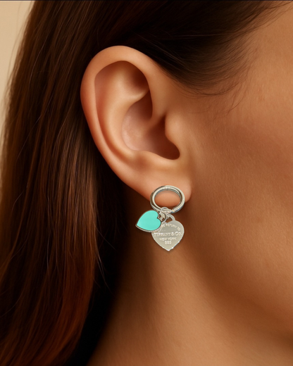 Aretes doble corazon return to tiffany plateados