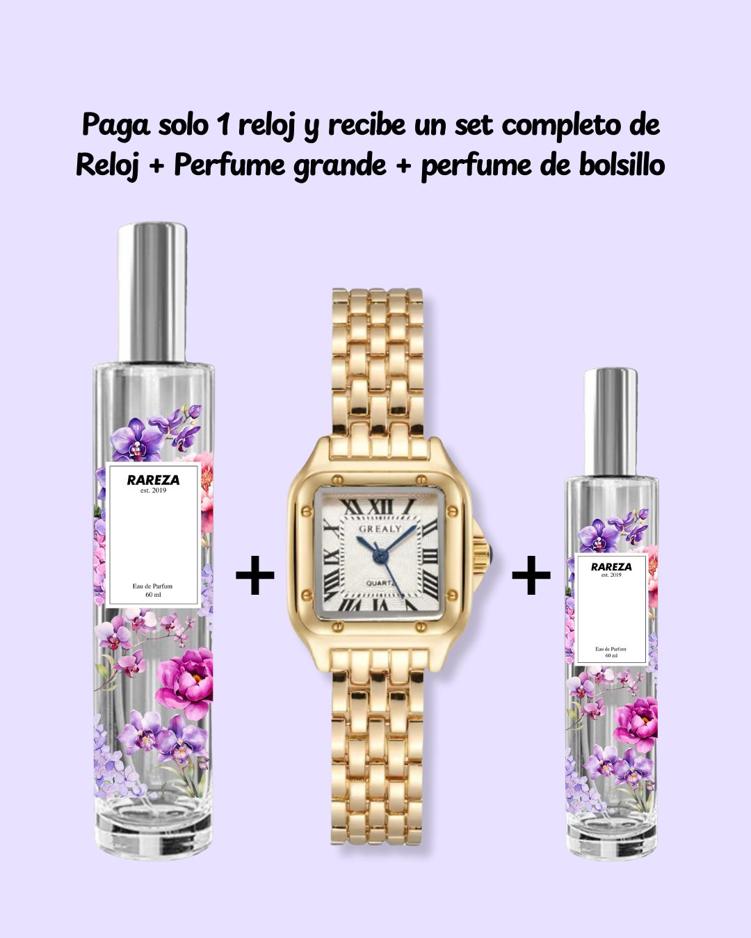 Set día de las madres (Reloj + Perfume grande + perfume bolsillo)