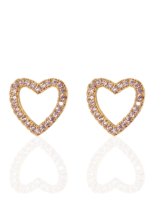 Studs Corazon zirconia dorado