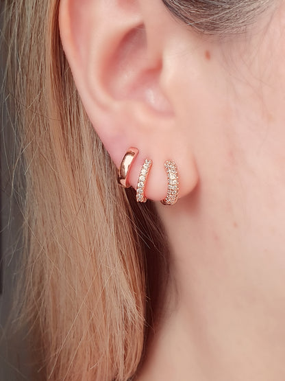 Pave Huggies rose gold